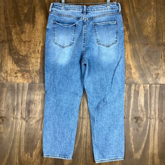S.O.N.G Womens Jeans Blue Denim High Rise Classic Mom Distressed Stretch 11/30 - Picture 8 of 10
